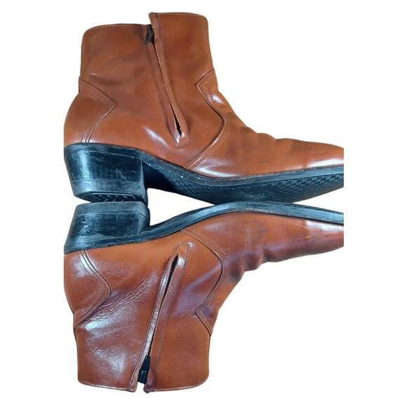 Vintage Hy-Test Tufgum Side-Zip Western Ankle Boots Brown Leather Men’s 10 XE - Picture 5 of 11